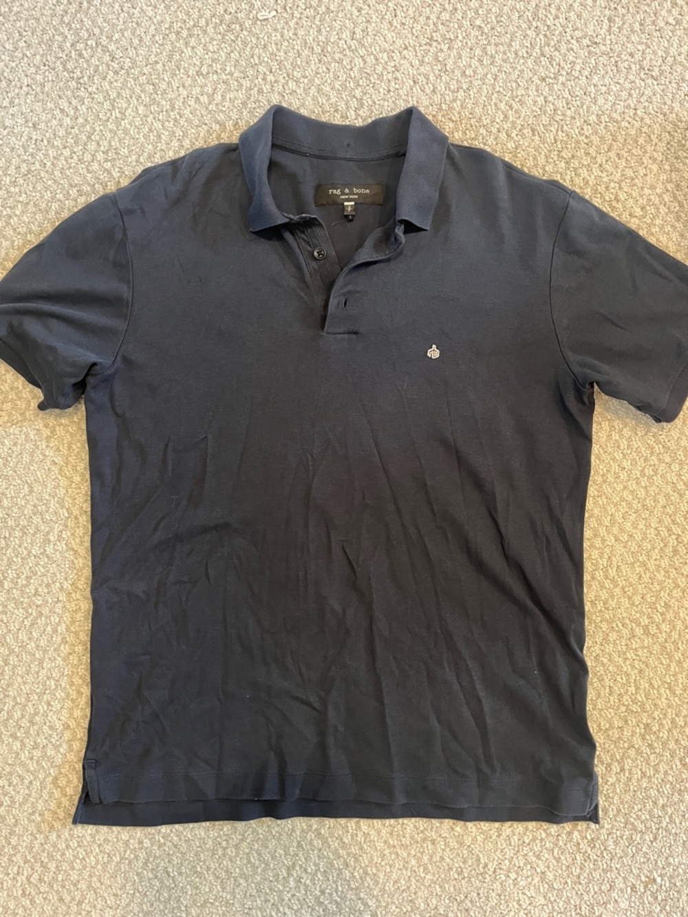 rag & bone Navy Short-Sleeve Polo Shirt